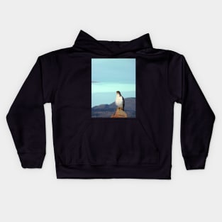 Hawk on a rock Kids Hoodie